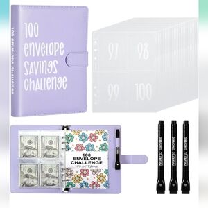 100 Envelopes Challenge Binder, Savings Challenge Binder w/envelopes save $5,050